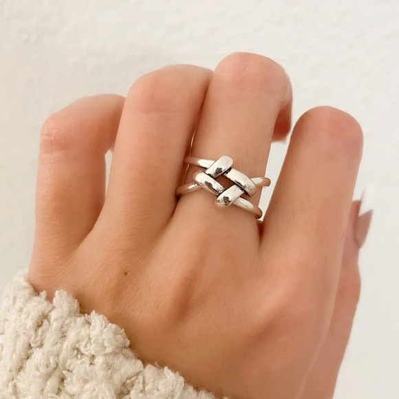 Jewelry - 925 Sterling Silver Knot Ring Minimalist Dainty Ring Modern Geometric Ring